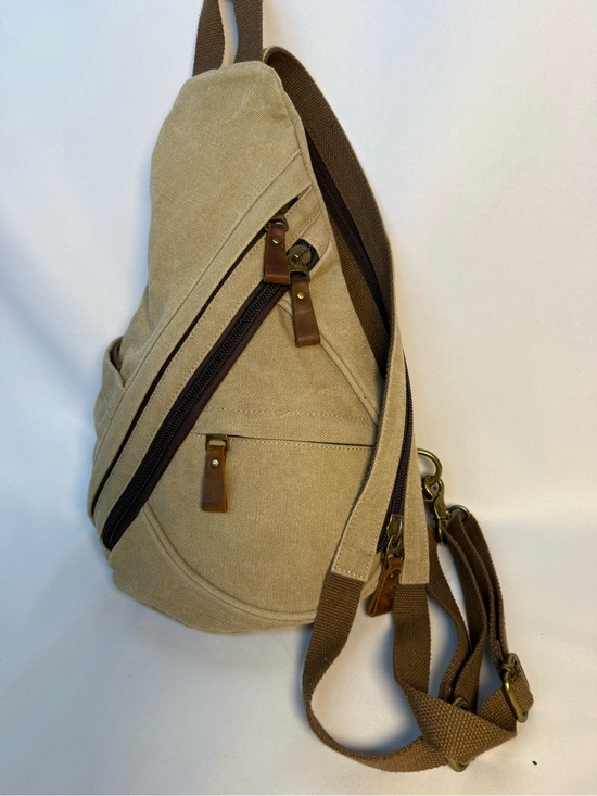Convertible Canvas Backpack Sling Bag Khaki Brown Utility Travel main image 7
